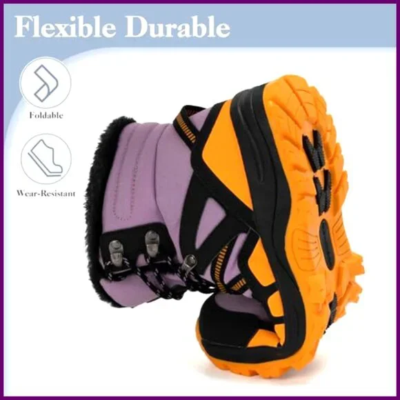 Waterproof Winter Snow Boots Fur Lined Ankle Hiking Non-Slip Outdoor Shoes - Picture 7 of 7